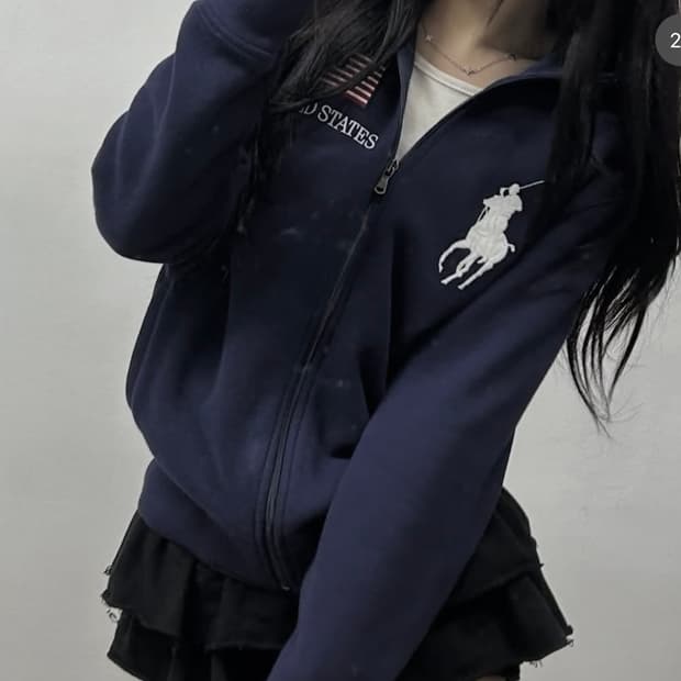 폴로 빅포니 대대장 성조기 네이비 집업 S