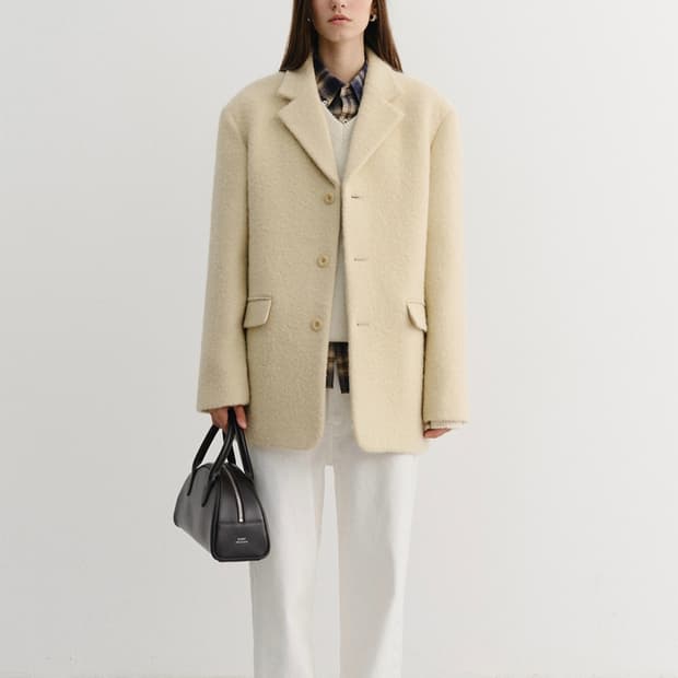 25FW 던스트 3 BUTTON BOUCLE WOOL JAC KET 버터