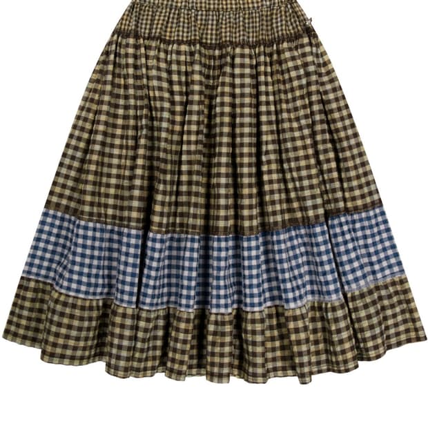 coyseio MORI CHECK SKIRT BROWN