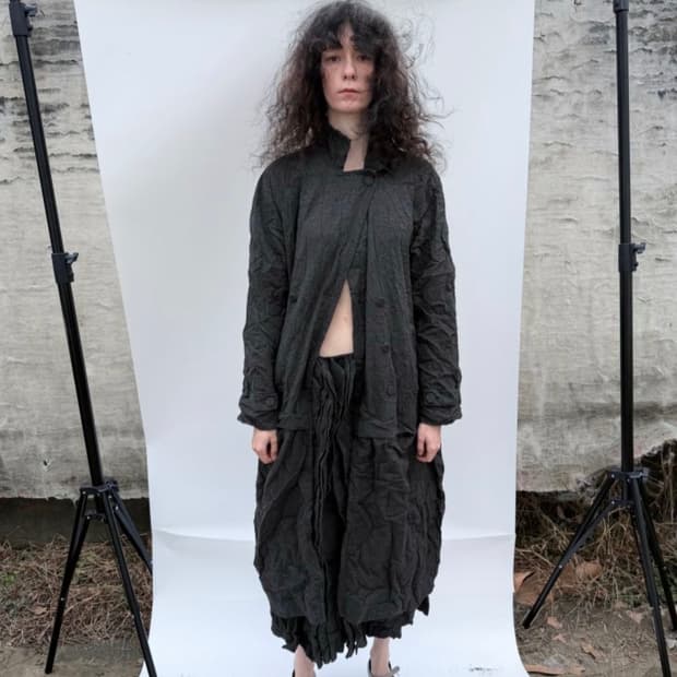 에옹쓰 Paper Wool Mid-Layer Coat Chacoal