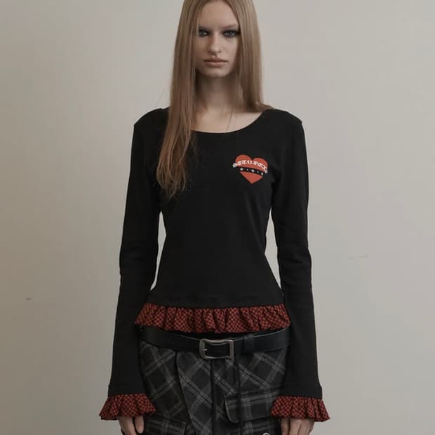 셋업이엑스이 체크 프릴 탑