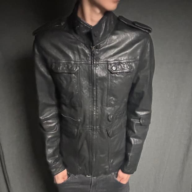 lamb skin pocket leather jacket