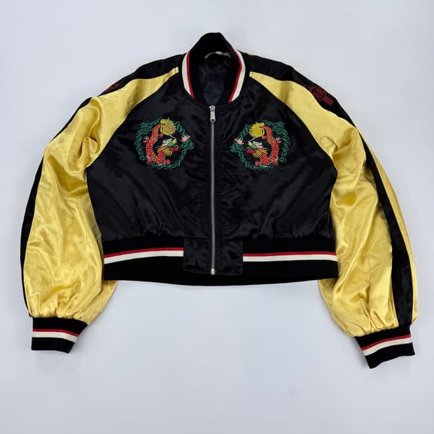 일본 빈티지 크롭 자수 스카쟌