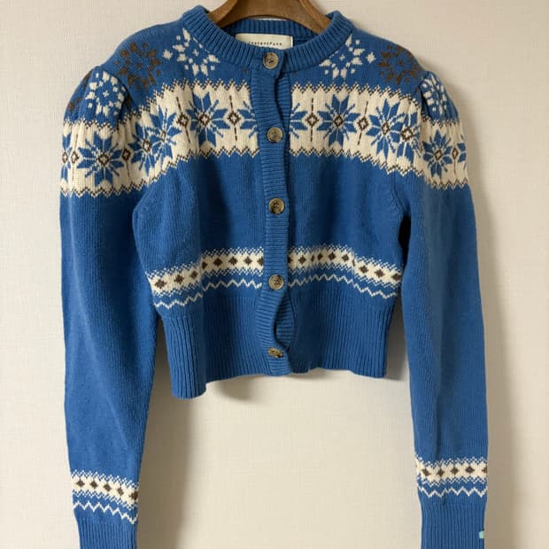 INSTANTFUNK 패턴 니트 가디건 블루