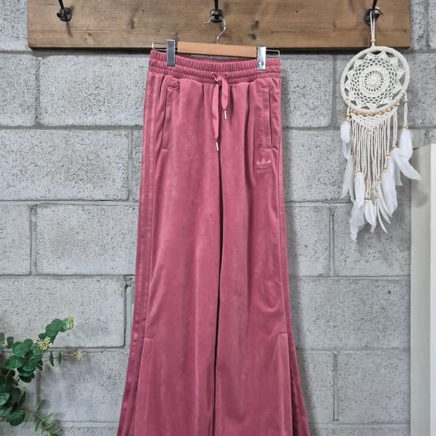 아디다스 벨벳 희귀 핑크 와이드 팬츠 