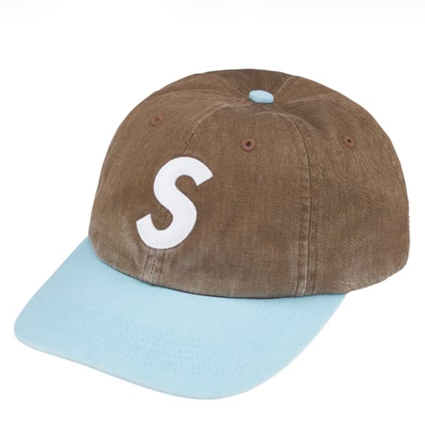슈프림 피그먼트 코티드 투톤 S 로고 6-패널 브라운 - 25FW