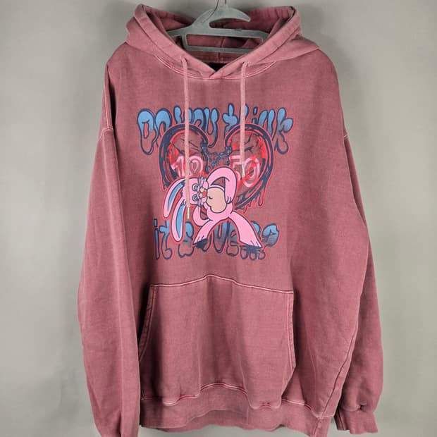 [무료배송]꼼파뇨 M 여성 기모 피그먼트 후드티 인디핑크