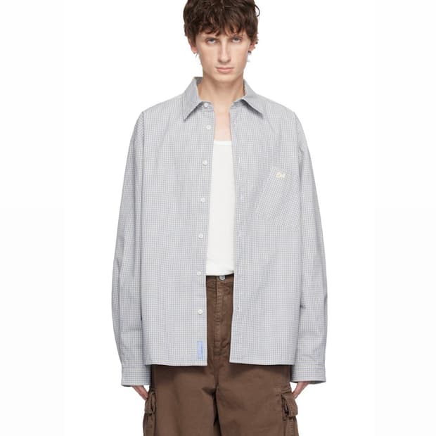 [M]이알엘 ERL 체크 셔츠/그레이