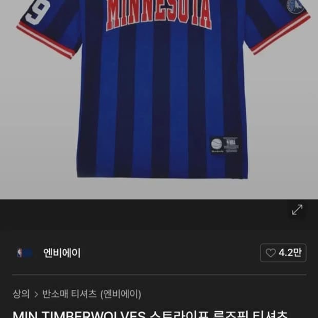NBA 미네소타 팀버울브스 스트라이프 티셔츠M
