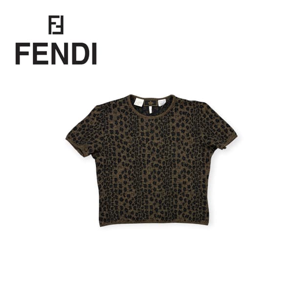 펜디 레오파드 니트 티셔츠