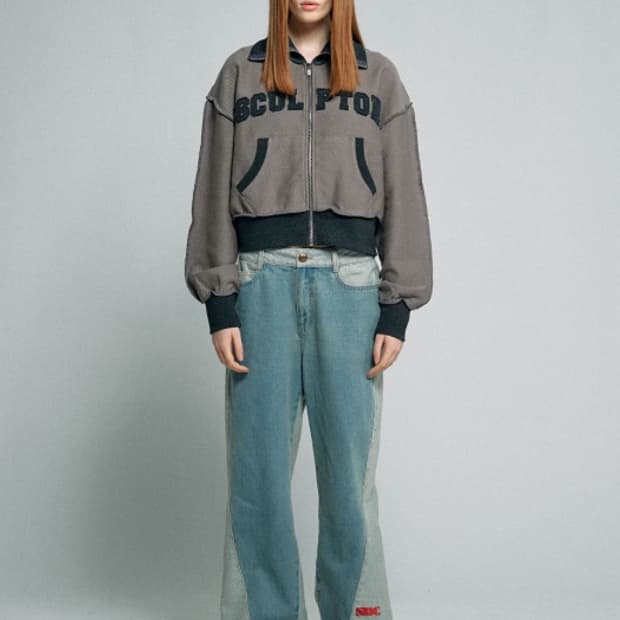 스컬프터 리버스 컬러 블록 배색 와이드 오버핏 데님 팬츠 S 