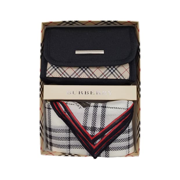 BURBERRY 버버리 손수건 스카프 + 미니 파우치 세트 BFS