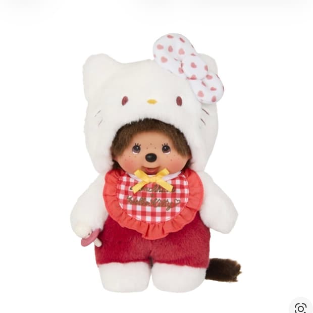몬치치 x 헬로 키티 깅엄 체크 S 인형