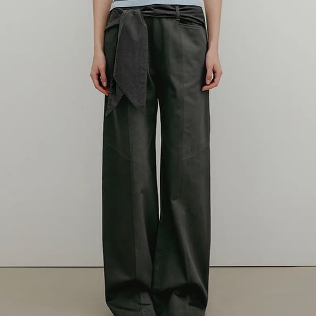 Yuse유즈 노티드 레이어드 코튼와이드 팬츠 KNOTTED LAYERED