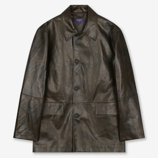 beslow washed leather car coat brown m