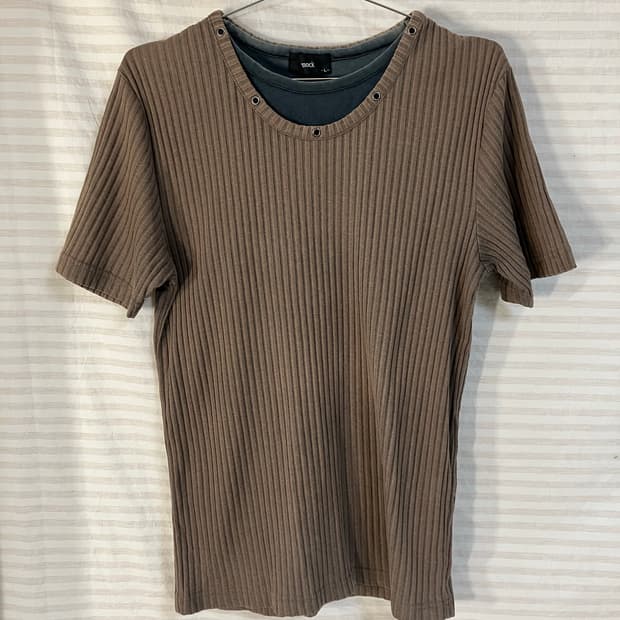 빈티지 브라운 레이어드 스트라이프 반팔 993 y2k 스트릿 갸루 펑키 