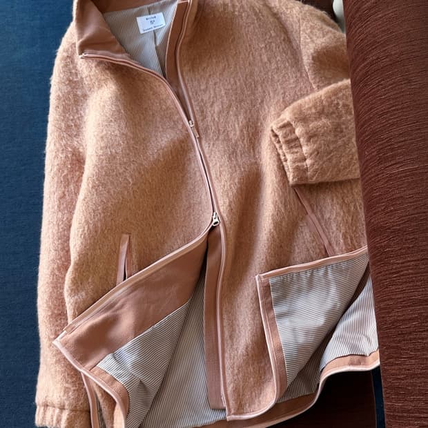 Loop mohair wool design zip shaggy coat