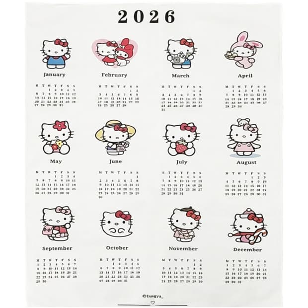 2026 헬로키티 패브릭 달력