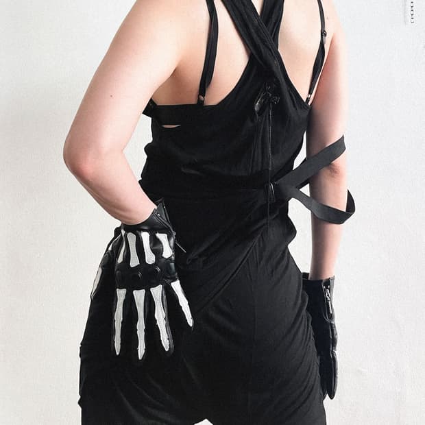 new* 디젤 블랙 골드 드레이프 본디지 스트랩 점프수트