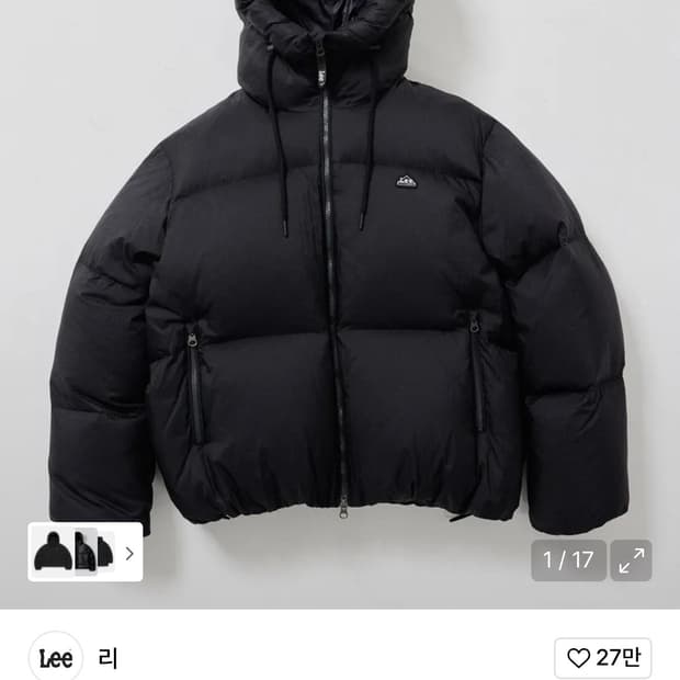 리 LEE 후드 립스탑 푸퍼 다운 블랙 XL 