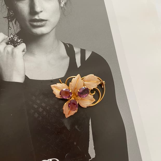 퍼플 플라워 브로치 