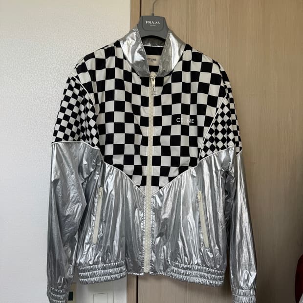 [52] 셀린느 체커보드 라미네이트 실버블록 오버 자켓