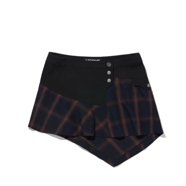 미스치프 ASYMMETRIC TWO-TONE MINI SKIRT