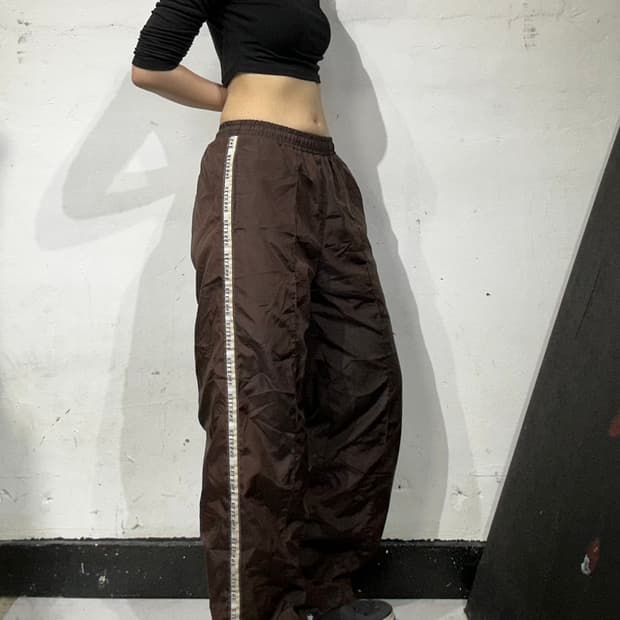 Jpn 일본 빈티지 초코 브라운 사이드 라인 트랙 팬츠 추리닝 바지 M