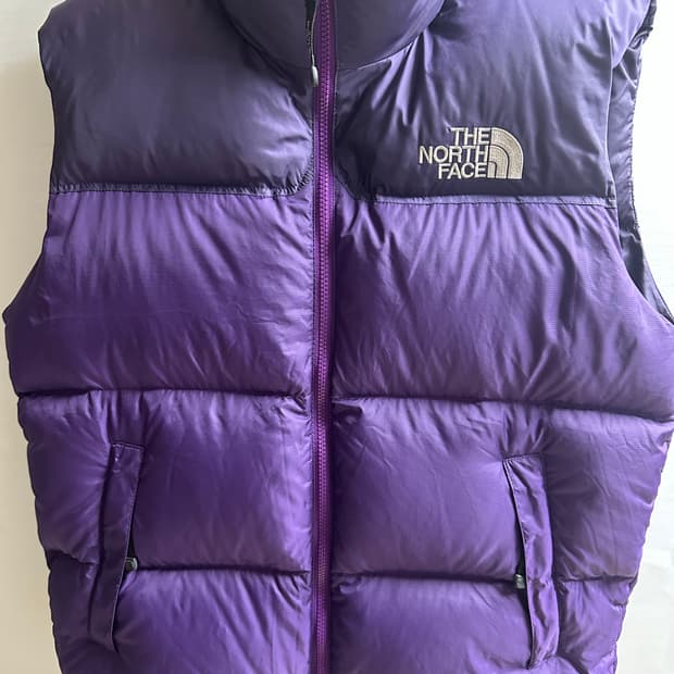 NORTHFACE 노스페이스 퍼플 중앙 로고 조끼 패딩