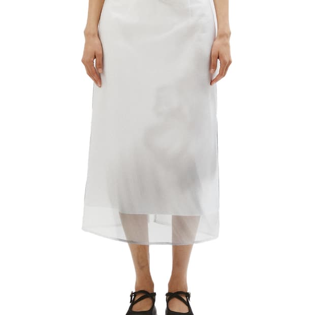  Printed Organza Layered Skirt (White)  