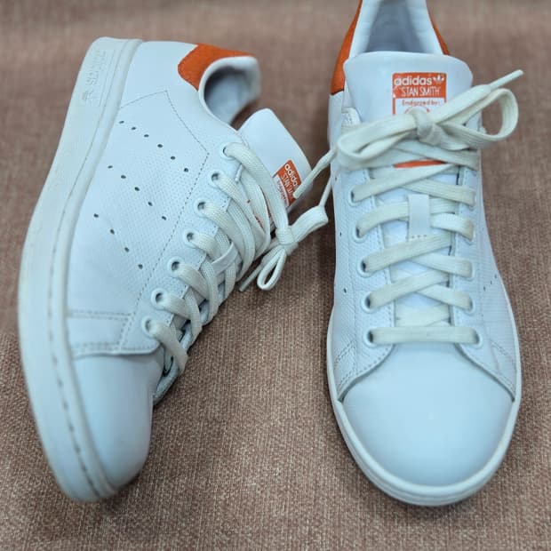 아디다스 240mm- 스탠스미스 흰색/오렌지