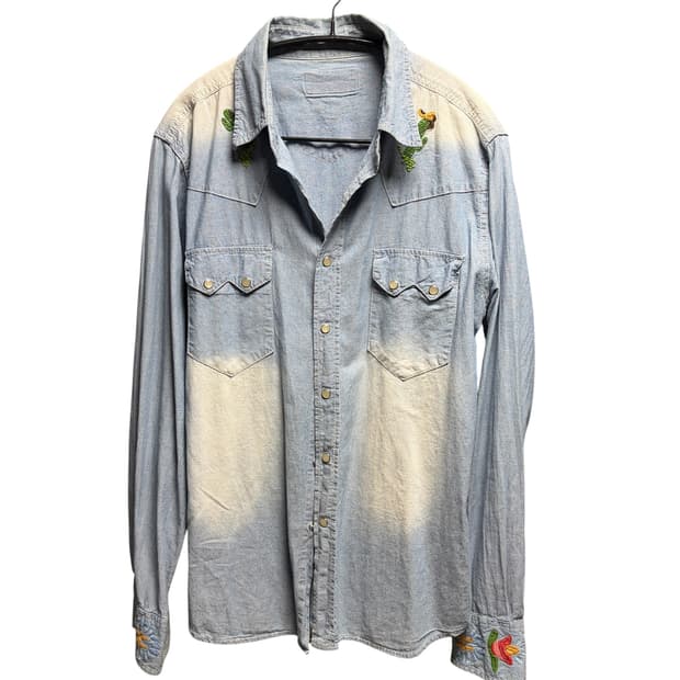 아메리칸 빈티지 데님 자수 셔츠 M