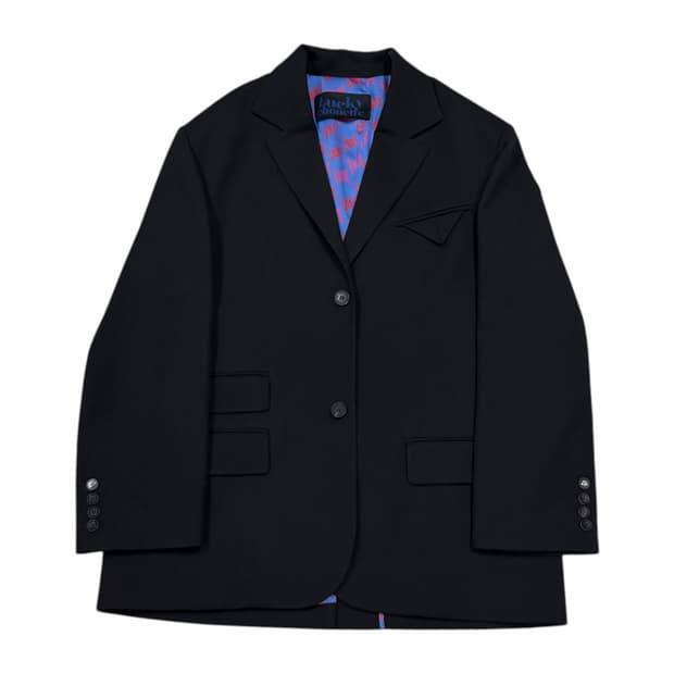 22FW 럭키슈에뜨 백 오픈 오버핏 싱글 블레이저 자켓 블랙 36