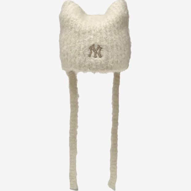 MLB 엠엘비 미야옹 비니 이어플랩 아이보리