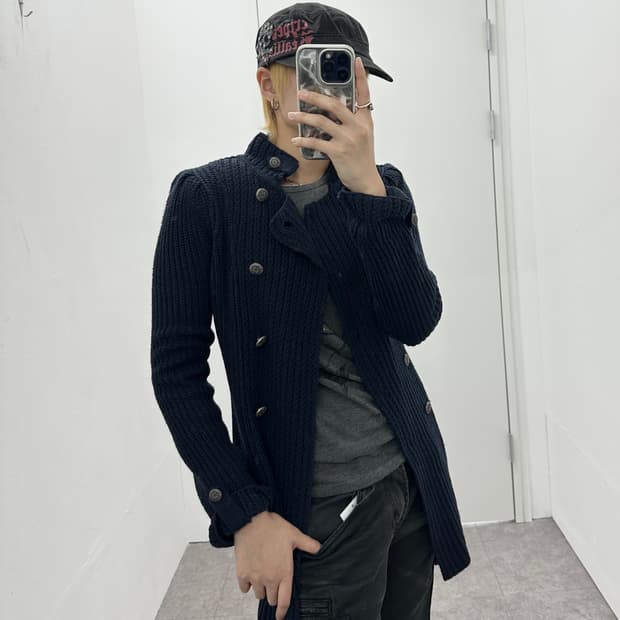 Silver double breasted button cardigan