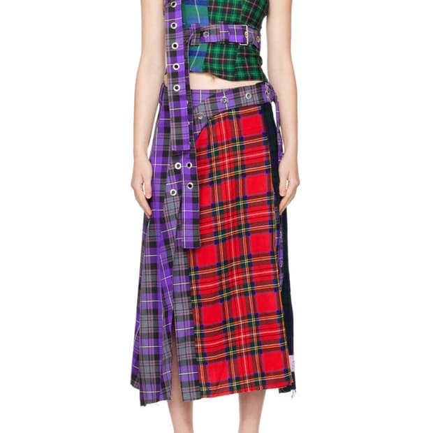 레이브리뷰 타탄 체크 롱스커트 