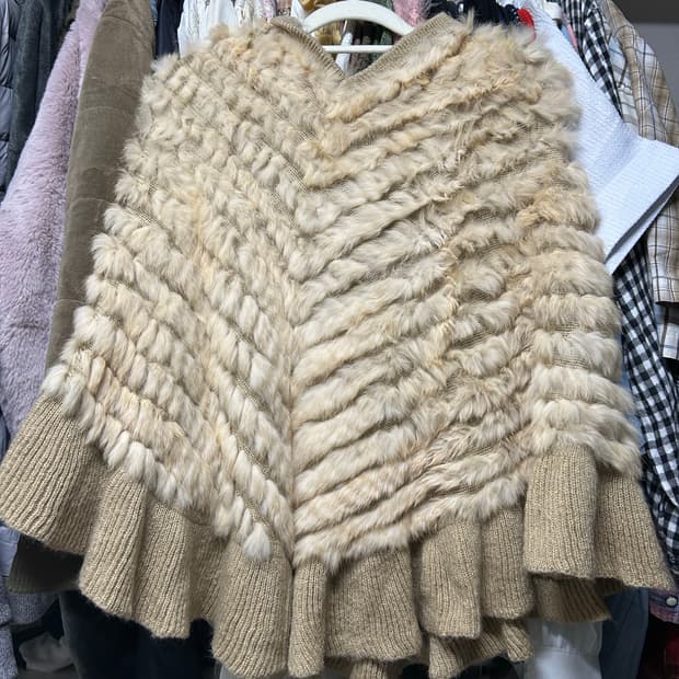 리얼 토끼퍼 후드 케이프