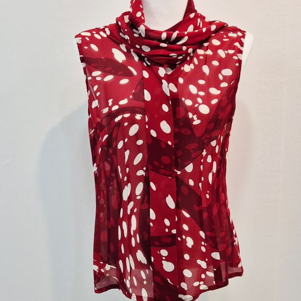 [중고명품셀렉트]에르메스 슬리브리스 실크 쉬폰 블라우스 36