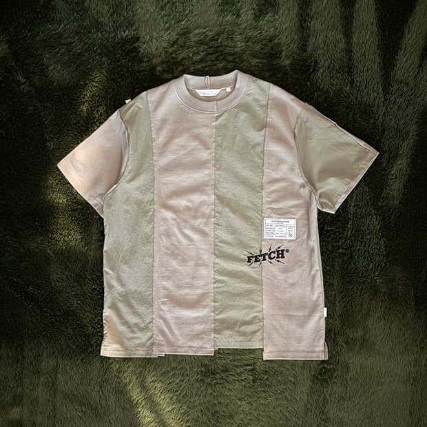 [XL] FETCH 페치 선데이 패널 엠브로이더리 로고 티셔츠 베이지