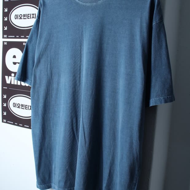 (M-XL) 퍼스텝 반팔 티셔츠 피그먼트 무지 블루-H32937