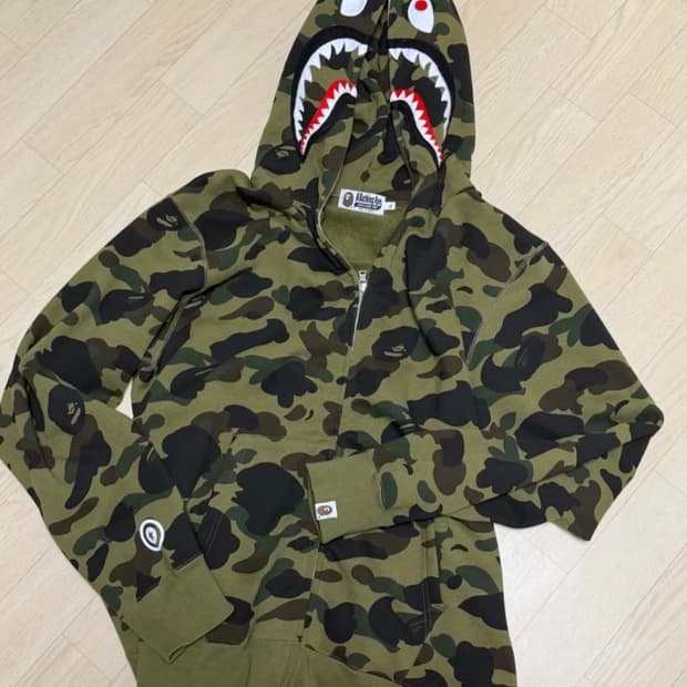 베이프 1st 카모 샤크 후드 XL 아미 그린