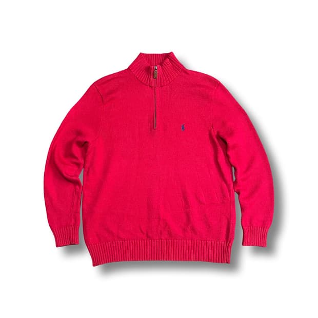 [XL] 폴로 랄프로렌 레드 하프집업 니트