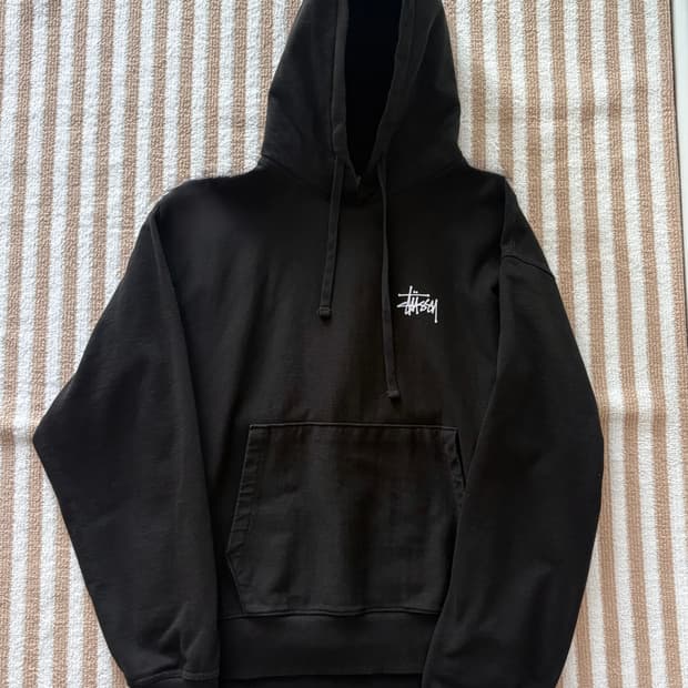스투시 베이직 후드티 블랙 L