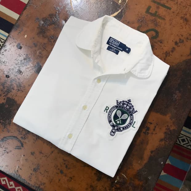 폴로랄프로렌 테니스 자수 클럽 카라 화이트 옥스포드 셔츠 남성 105