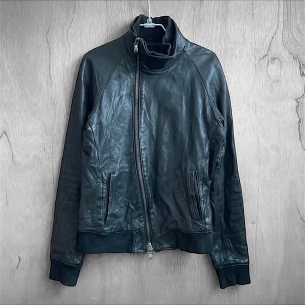 준 하시모토 사선 램스킨 레더 자켓