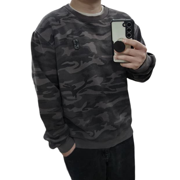 L 100 NBA 블랙 카모 맨투맨