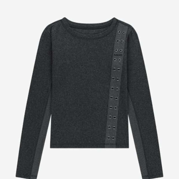 아캄 Side Eyelet Long Sleeve (Dark Gray)