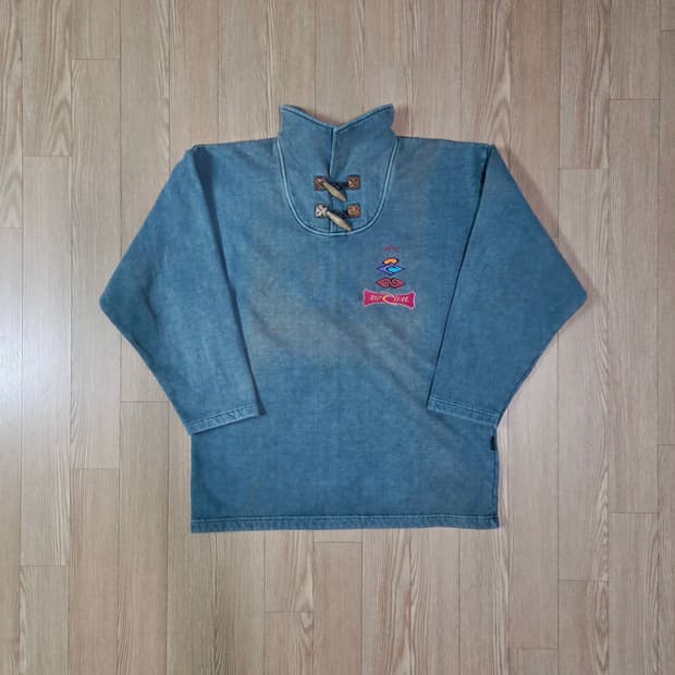 RIP CURL 러기드 블루 하이넥 롱 슬리브 티셔츠