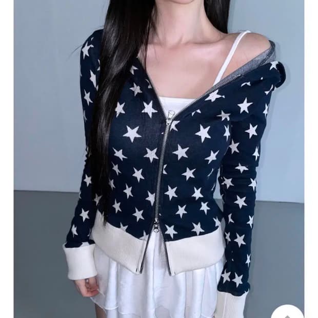 별 무늬 집업 네이비 레체샵502밀크빈티지츄베메클오네갸루히메