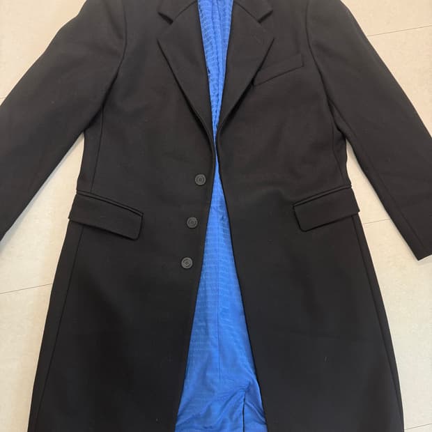 베르사체 블랙 싱글 울 코트 48size